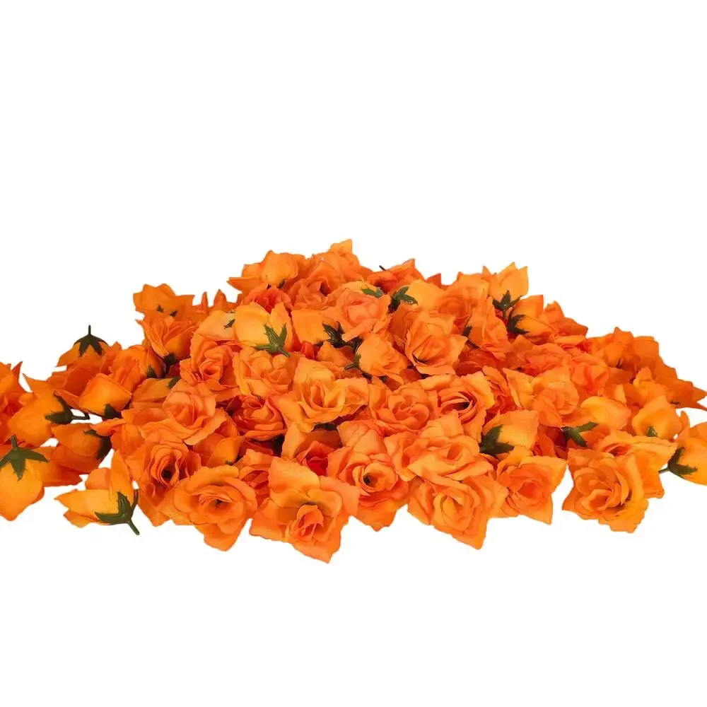 Orange Silk Artificial Rose Flower Heads Stemless Wedding Craft 2.5